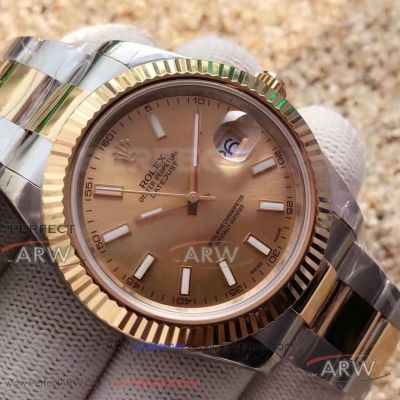 EW Factory Rolex 116334 Datejust II 41mm Champagne Dial 2-Tone Oyster Band Swiss Cal.3136 Watch 